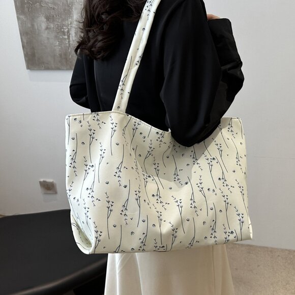 Medium Nylon Classic Style Sewing Thread Square Zipper Chic Floral Tote Bag - Picture 4 of 12